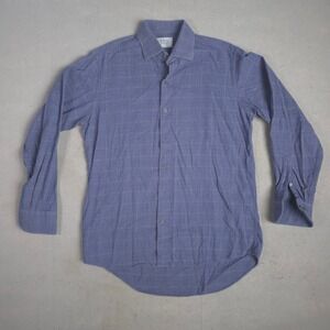 Ledbury Classic Fit Blue Plaid Dress Shirt Mens 15.5 M